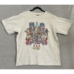 1992 USA Olympic Basketball Dream Team Caricature T-Shirt XL Barcelona M. Jordan
